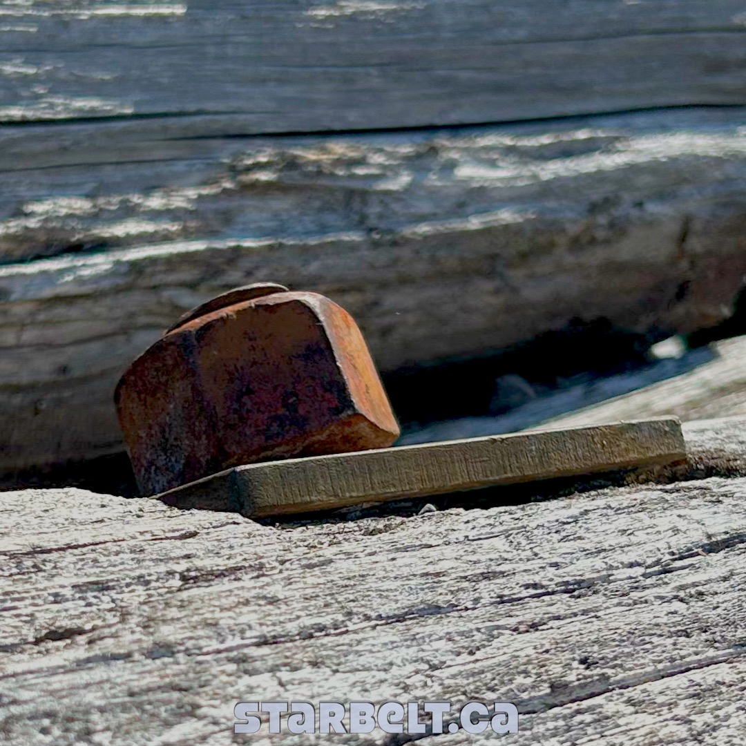 ancient rusty bolt and iron plate
